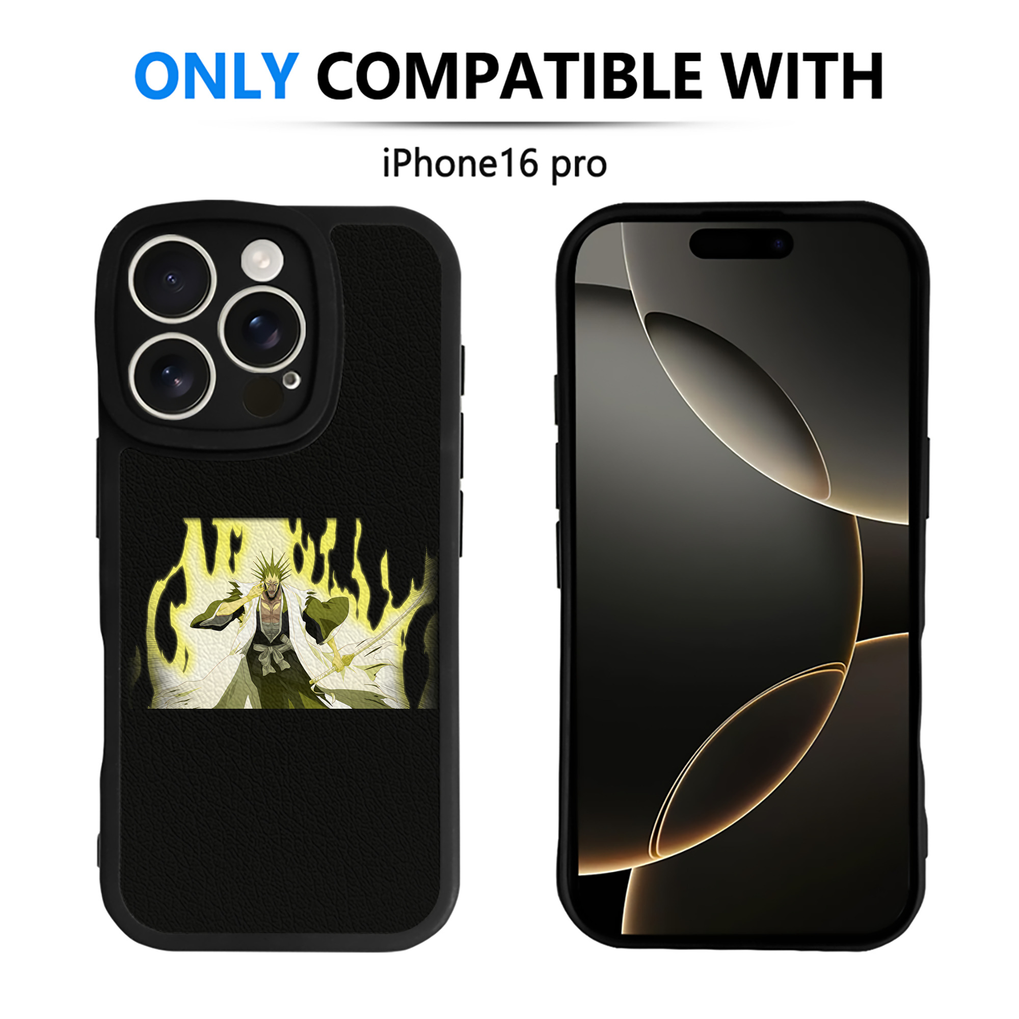 （画像用） ブリーチ ざらき けんぱち BLEACH Zaraki Kenpachi 【iPhone 16シリーズ対応】シリコンスマホケース（レザー調） 材質：シリコン